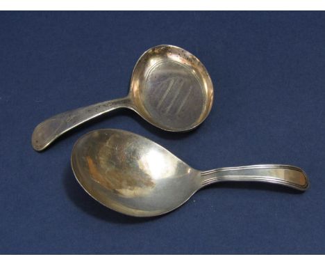 George III silver caddy spoon with engraved bright cut type decoration, maker possibly Joseph Taylor, Birmingham 1796, 7.5cm 