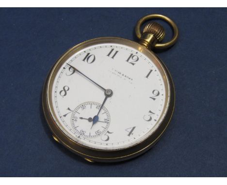 Good quality Lister &amp; Sons 18ct pocket watch, the enamelled dial with Arabic numerals and subsidiary second dial, 45 mm c