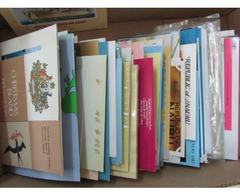 A box of Australia presentation packs with content also some Cocos Keeling, Christmas Island(Nauru) and Antarctic Territory (
