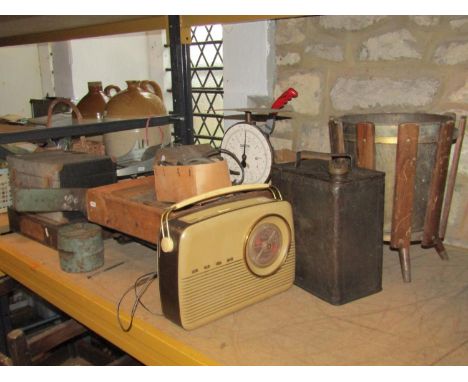 Miscellaneous lot to include an industrial guillotine, Rejafix press, cased R F oscillator type a small quantity of engineeri