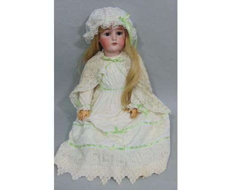 Early 20th century doll with socket bisque head by Simon &amp; Halbig for Kammer &amp; Rheinhardt, with jointed composition b