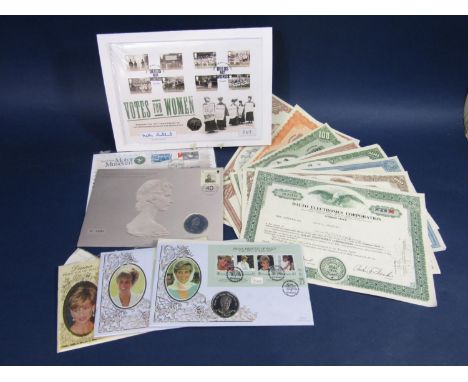 A small collection of Diana Princess of Wales envelopes from Isle of Man, Seychelles etc, each with medallion inset, Votes fo