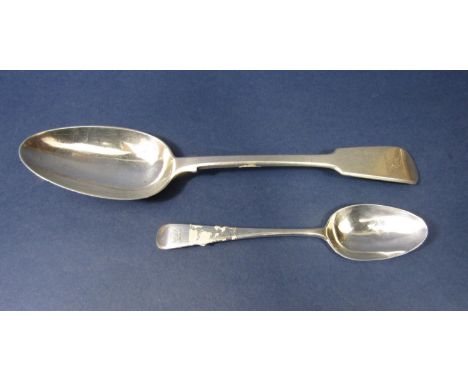 Paul Storr George III fiddle pattern tablespoon, London 1815, together with a further Paul Storr George III silver Old Englis