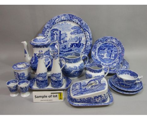 An extensive collection of Copeland Spode blue and white printed Italian pattern wares comprising a pair of circular serving 