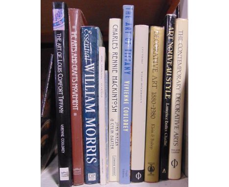 A collection of Arts &amp; Crafts related reference books together with a oak framed print Dante and Beatrice 