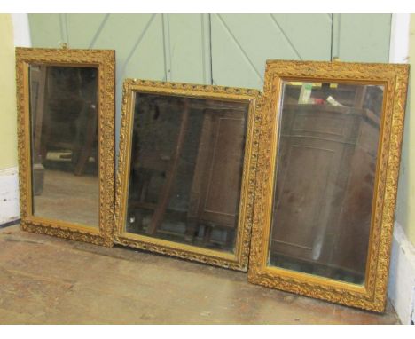 A gilt framed easel back dressing table mirror of rectangular form with bevelled edge plate 41cm x47cm together with a simila