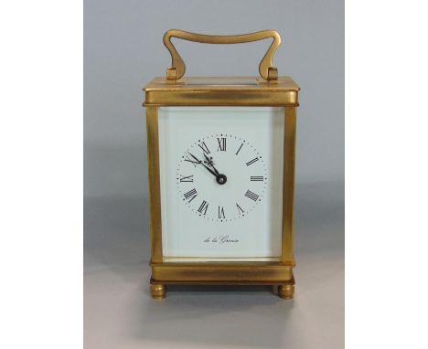 D E La Grense brass case carriage clock, 12.5 cm high 