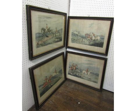 Henry Alken (British 1785-1851) - Set of four coloured engravings of hunting scenes, engraved by C Bentley and published 1828