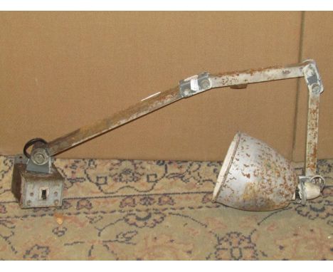 A vintage industrial articulated work light stamped Mem light (AF) 