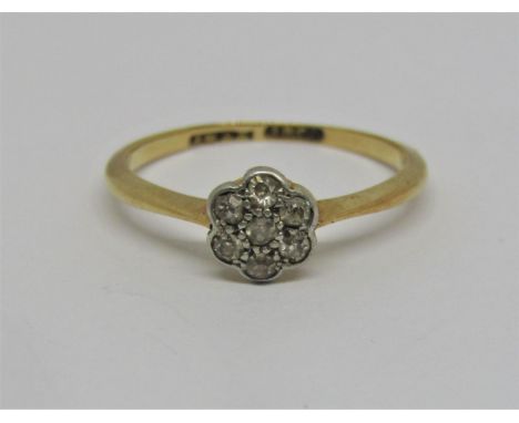 18ct diamond daisy cluster ring, size M, 1.9g 