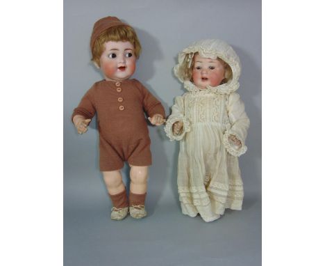 2 early 20th century German bisque head dolls with 5 piece composition bodies including Kammer &amp; Rheinhardt doll with Sim