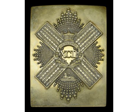 Gordon Highlanders Officers Shoulder Belt Plate c.1840-81. Rectangular gilt back plate with silver mounted Order of the Thist