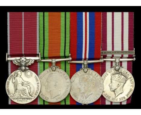 A post-War ‘Minesweeping’ B.E.M. group of four awarded to Engine Room Artificer J. Dunsmore, Royal Navy   British Empire Meda