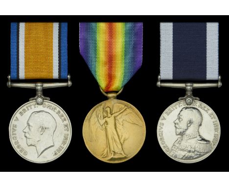 Three: Chief Engine Room Artificer C. O. T. Merrifield, H.M.S. Hercules, Royal Navy  British War and Victory Medals (M.3842 C