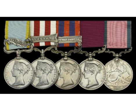 Five: Colour Sergeant A. Hay, Royal Welsh Fusiliers, late Cameron Highlanders and Royal Navy  Crimea 1854-56, 1 clasp, Sebast