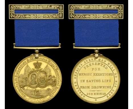 The scarce Shipwrecked Fishermen and Mariners Royal Benevolent Society Medal in gold awarded to Captain Edward Salmund, Merch