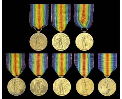 Victory Medal 1914-19 (8) (2681 A. Cpl. H. T. Harris. Oxf. & Bucks. L.I.; 2801 Pte. H. Bunce. Oxf. & Bucks. L.I.; 24685 Pte. 