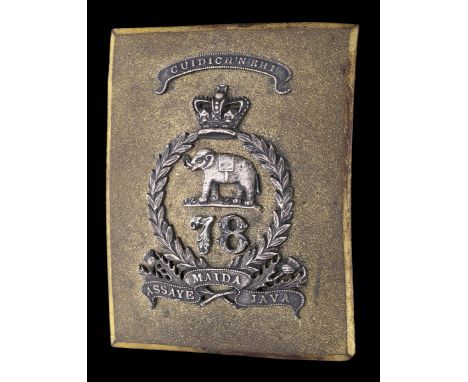 78th Ross-Shire Buffs (The Duke of Albany’s) Officers Shoulder Belt Plate c.1860-81. Rectangular gilt back plate with seeded 