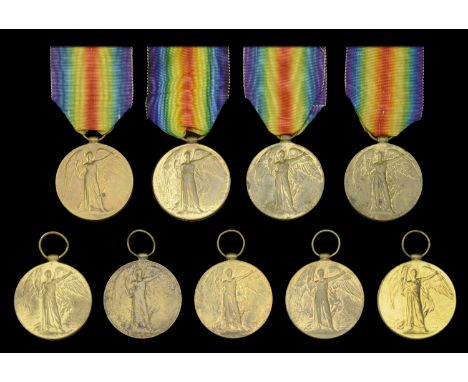Victory Medal 1914-19 (9) (22448 Pte. F. Barrett. Oxf. & Bucks. L.I.; 2022220 Pte. W. Beasley. Oxf. & Bucks. L.I.; 11303 Pte.