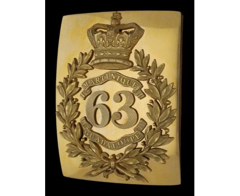 63rd (West Suffolk) Regiment Officer’s Shoulder Belt Plate c.1840-55. A superb example, the burnished gilt back plate with de