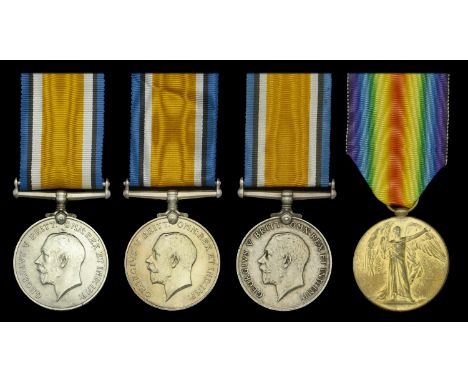 British War Medal 1914-20 (3) (Capt. J. D. B. Warwick; 2. Lieut. A. Bennett.; 2. Lieut. W. H. Flory.); Victory Medal 1914-19 