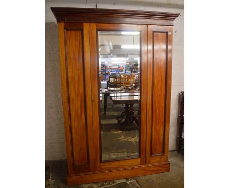 Victorian mahogany wardrobe with mirror door &amp; shelves Ht 212cm W 150cm D 60cm