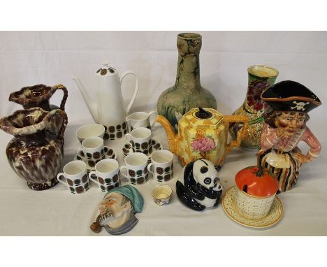 Tuscan China coffee set, Wade Panda money box, Sundial teapot, Royal Winton Grimwades vase etc.