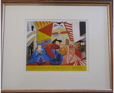 David Hockney (b.1937) lithographic exhibition poster print Salts Mill Bradford 54 cm x 44 cm (size including frame)