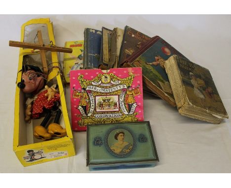 Selection of children's annuals, Minnie Mouse Pelham puppet &amp; Tim's Telescopic View of Her Majesty's Silver Jubilee