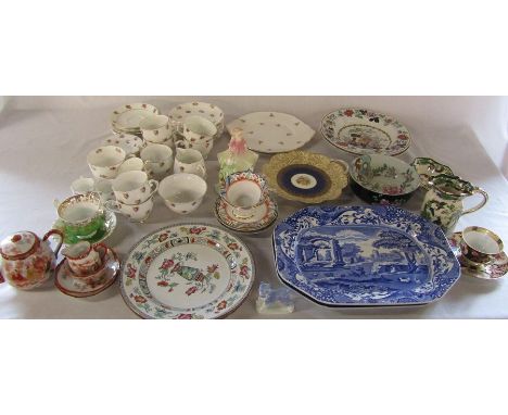 Various ceramics inc Masons, Jackson &amp; Gosling gay rainbow 7084, Spode, Queen Anne part tea set and small Coalport figuri