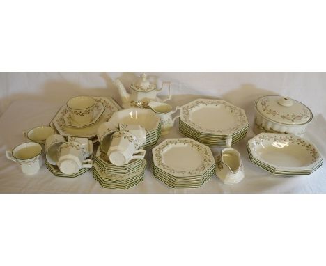 Approximately 52 piece Johnson Bros. Eternal Beau&nbsp; pattern part dinner &amp; tea service (tureen lid requires re-attachi