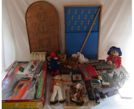 Large selection of vintage toys, games and books inc Hornby, Thunderbirds, Paddington, micro pro grid scalextric (unchecked) 