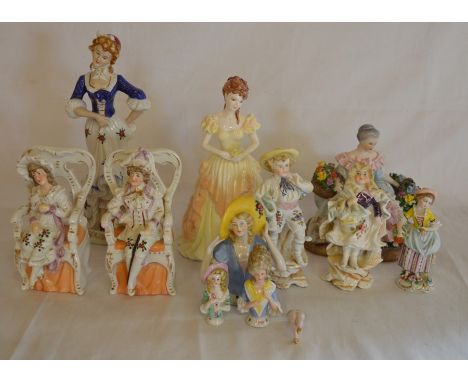 Collection of ceramic figures, mainly Continental, &amp; a Coalport figure 'Karen'