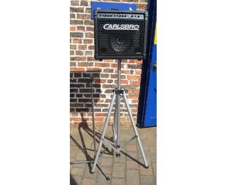 Carlsbro amp / speaker with stand and microphone stand