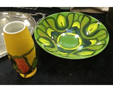TWO PIECES OF POOLE DELPHIS POTTERY