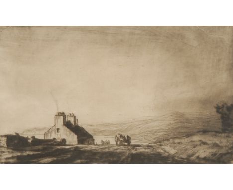 Sir David Muirhead Bone (1876 - 1953), The Ballantrae Road, etching, signed and titled in pencil, 14cm x 21cm