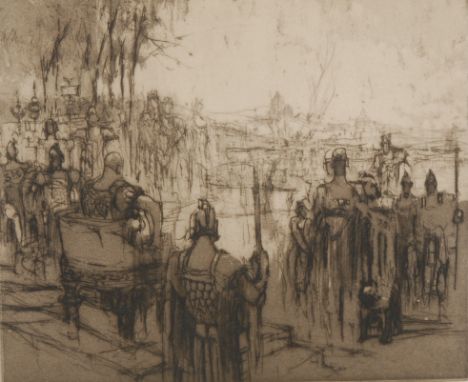 William Walcot (1874 - 1943), The Trial of David III of Wales. etching, signed in pencil, 23.5cm x 25.5cm