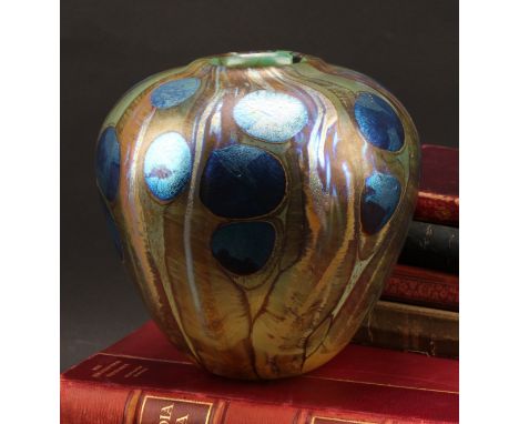 An art glass vase, by Norman Stuart Clarke, 17.5cm high, etched signature, dated 81