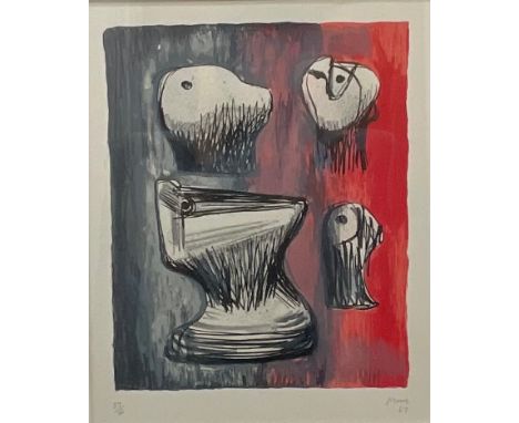 Henry Moore (1898 - 1986), Heads, lithograph, signed in pencil, dated 67, numbered 37/50, 42.5cm x 34cm