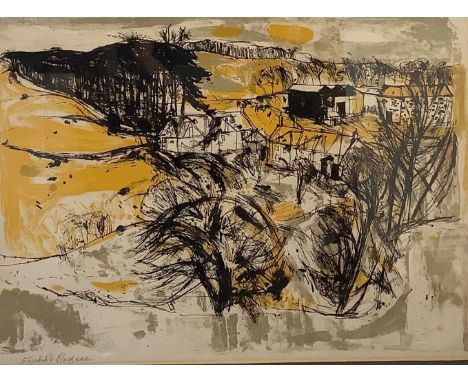 Dame Elizabeth Blackadder (1931 - 2021), Fifeshire Farm, lithograph, signed in pencil, 49cm x 67cm