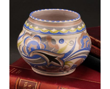 A Carter Stabler Adams Poole Pottery compressed ovoid vase, possibly decorated by Marian Heath, 12.5cm high, impressed and pa