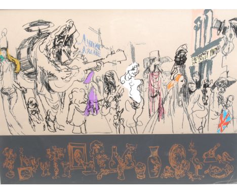 Feliks Topolski (1907-1989) London Series, Carnaby Street unsigned, lithograph, 49cm x 69cm