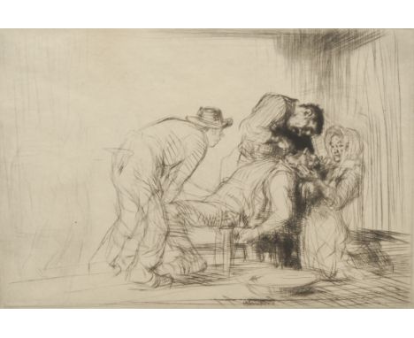 Edmund Blampied (1886-1966) The Farmer Dentist signed, etching, 19.5cm x 27.5cm