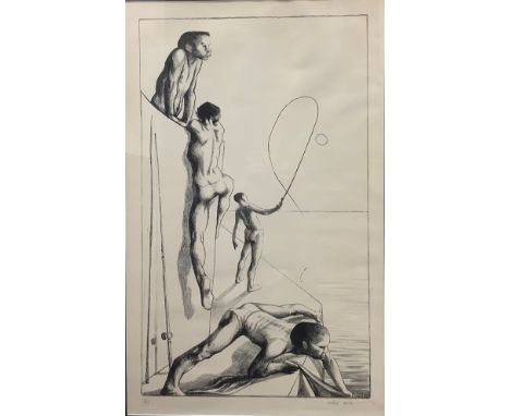 Michael Ayrton (1921 - 1975), Boys Fishing, lithograph, 6/25, signed in pencil, 68cm x 43cm