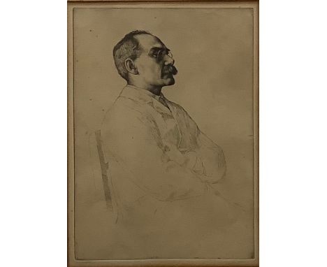 William Strang (Scottish 1851 - 1921), Rudyard Kipling, etching, 37cm x 27cm