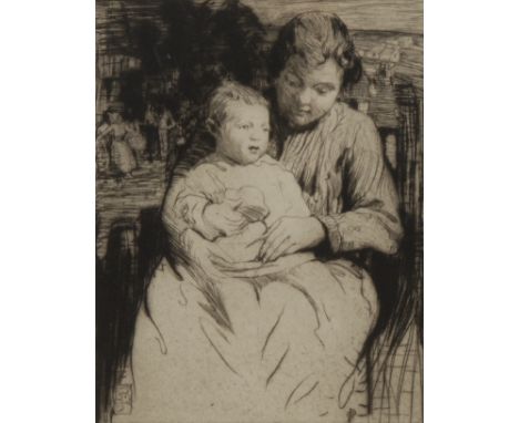 William Lee Hankey RE (1869-1952) Mother and Child signed, etching, 21.5cm x 16cm