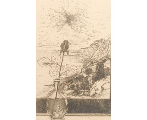 John O'Connor (1830-1889) Cliff Top Rose signed, dated 1873, 7/25, etching, 33cm x 20cm