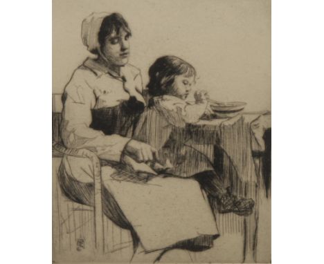 William Lee Hankey (1869-1952) Mother and Child signed, etching, 22cm x 18cm