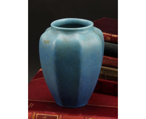 A Pilkington's Royal Lancastrian art pottery vase, glazed in tones of mottled blue, 15.5cm high, design number 2397, impresse