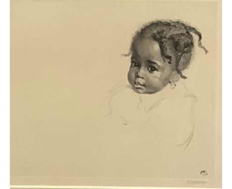 James Henry Dowd (1883 - 1956), Baby, of African descent, etching, signed in pencil, 16cm x 19cm